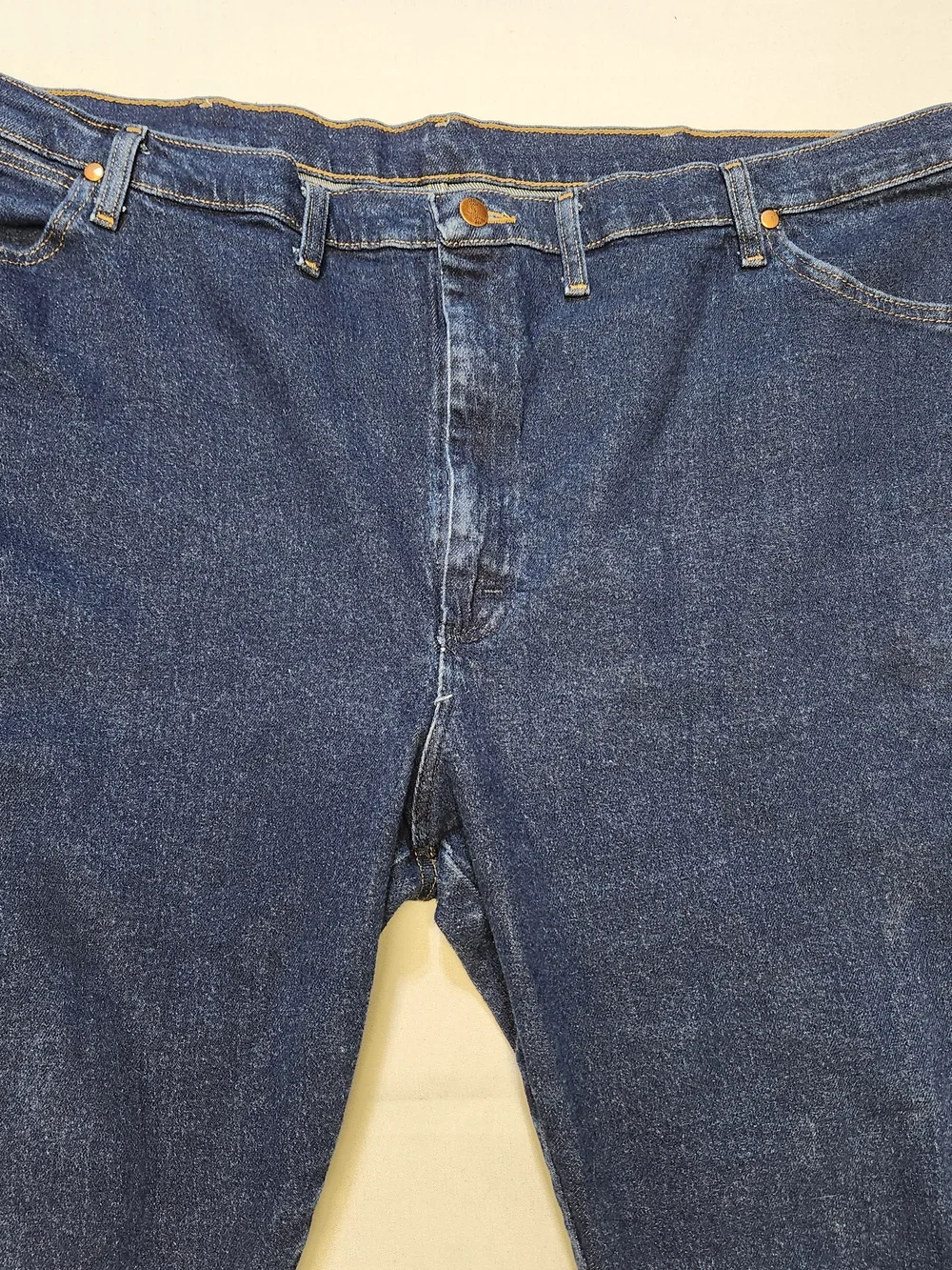 Wrangler Jeans Mens 48x30 Blue Dark Wash Cowboy Bootcut Big Tall Stretch Regular